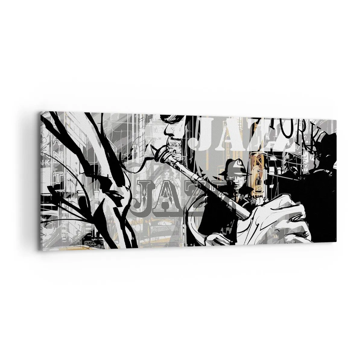 Quadro su tela - Stampe su Tela - Scena jazz di New York - 120x50cm - Al ritmo di New York - Decorazione murale moderna per soggiorno e camera da letto ARTTOR