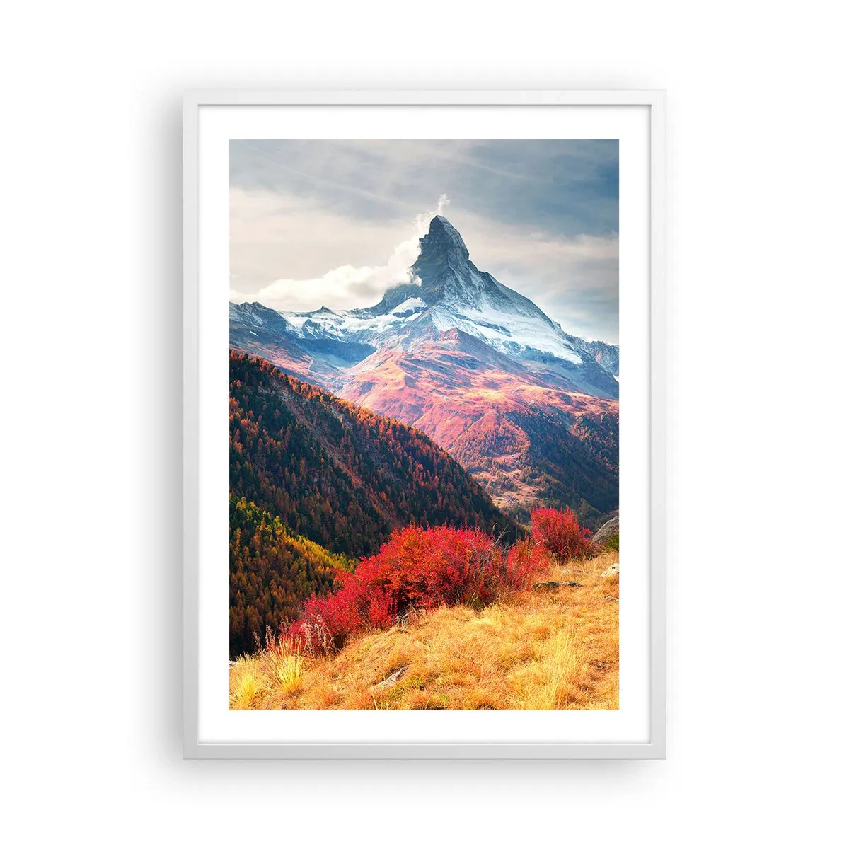 Poster in cornice bianca - Autunno alpino - 50x70 cm