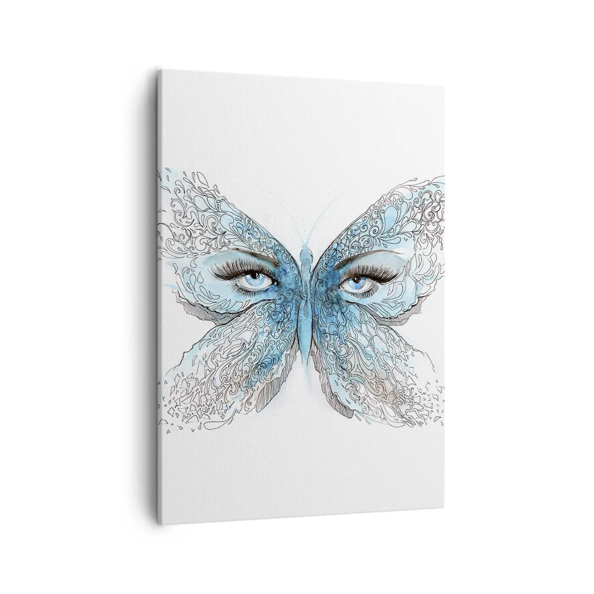Quadro su tela - Stampe su Tela - Acquerello artistico di una farfalla con gli occhi azzurri - 50x70cm - Argo azzurro - Decorazione murale moderna per soggiorno e camera da letto ARTTOR