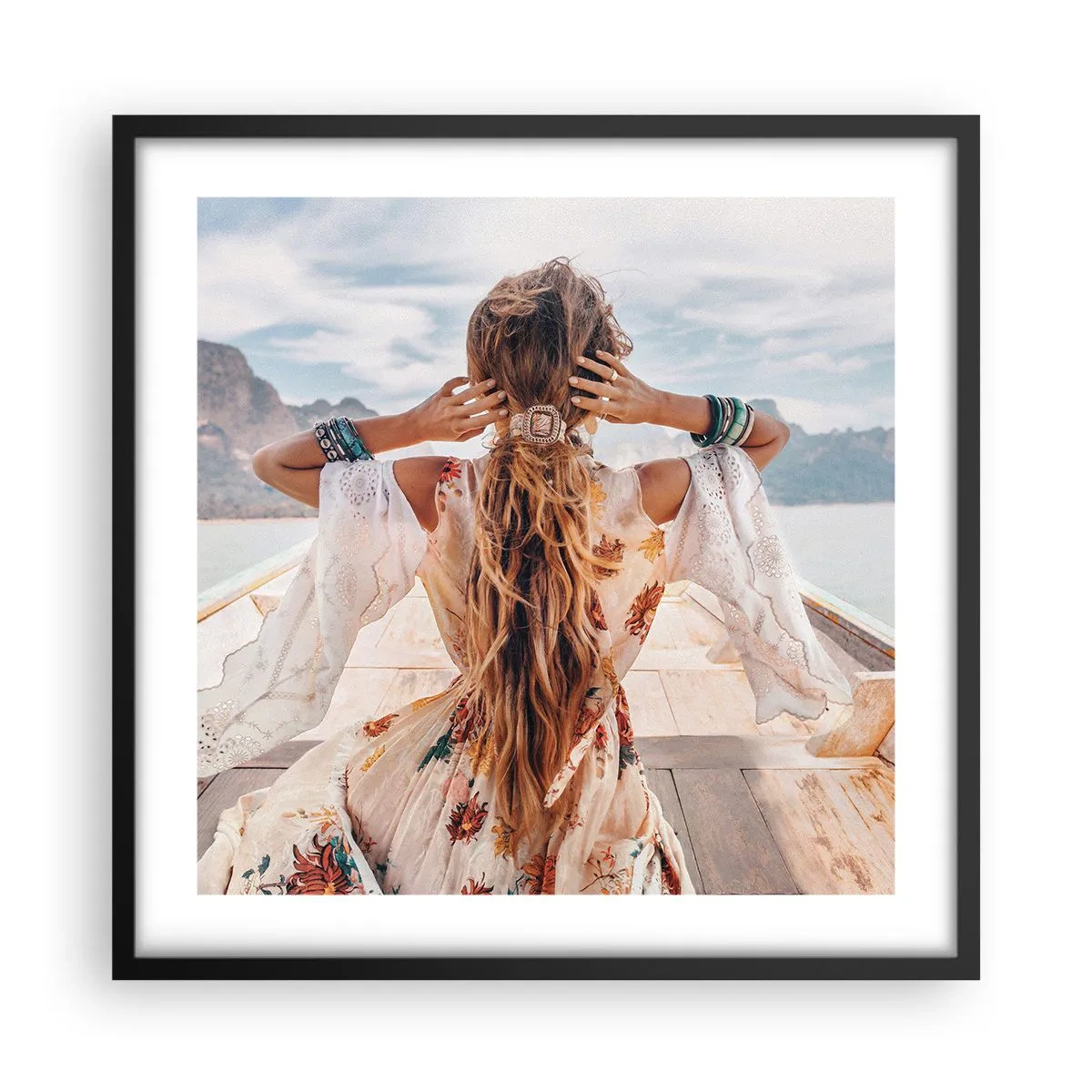 Poster in cornice nera - In cammino verso la felicità - 50x50 cm