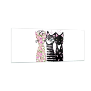 Quadro su vetro - C'erano una volta tre gattini - 100x40 cm