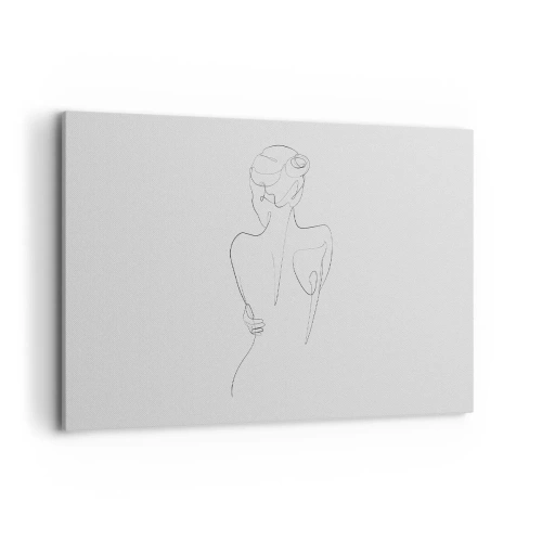 Quadro su tela - Stampe su Tela - Una linea di contorno che mostra una silhouette femminile su uno sfondo chiaro - 120x80cm - La musica del corpo - Decorazione murale moderna per soggiorno e camera da letto ARTTOR