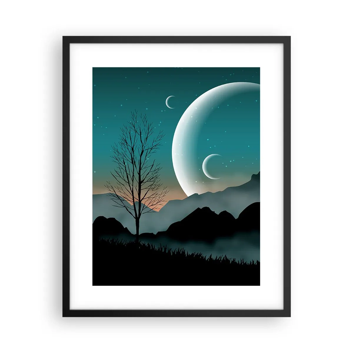 Poster in cornice nera - Il carnevale di una notte stellata - 40x50 cm