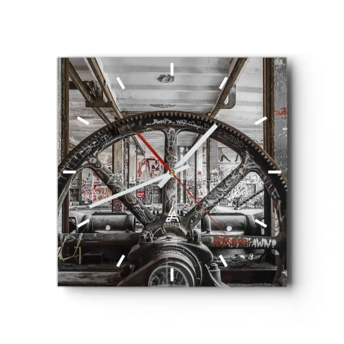 Orologio da parete - Orologio in Vetro - Un vecchio meccanismo in un interno industriale abbandonato - 30x30cm - La vita segreta della fabbrica - Decorazione murale moderna per soggiorno e camera da letto ARTTOR