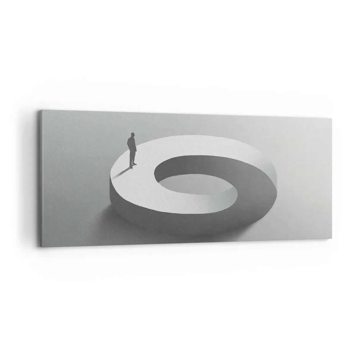 Quadro su tela - Stampe su Tela - Un uomo su una struttura grigia e astratta - 120x50cm - Prova a cavartela - Decorazione murale moderna per soggiorno e camera da letto ARTTOR