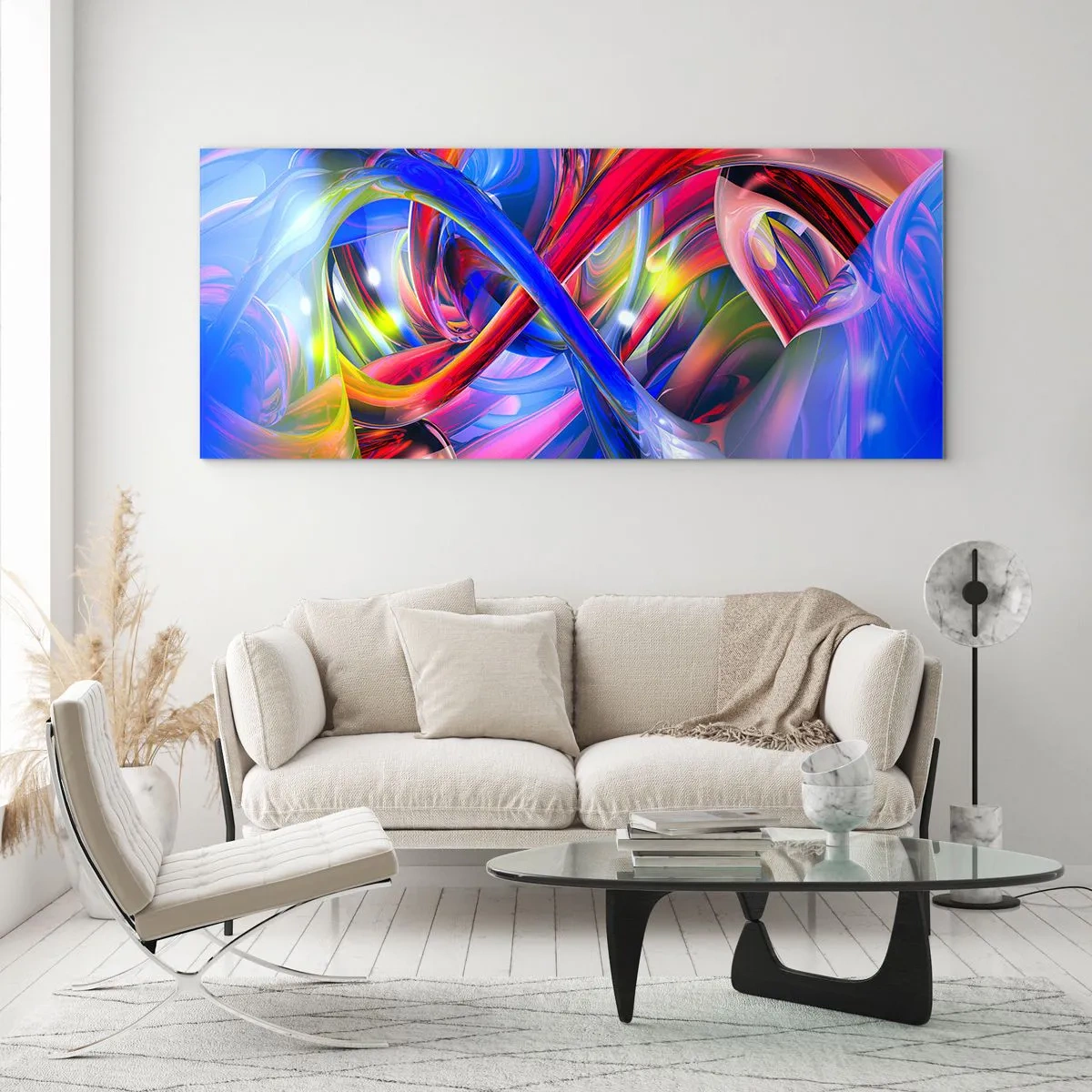 Quadro su vetro - La danza dei colori - 90x30 cm