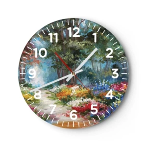 Orologio da parete - Orologio in Vetro - Il giardino del bosco d'aprile - 30x30 cm