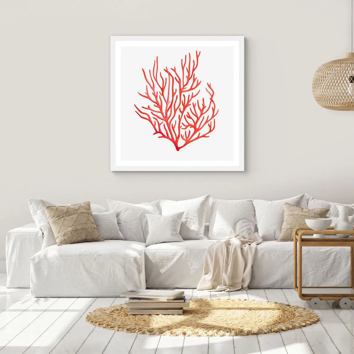 Poster in cornice bianca - Filigrana di corallo - 30x30 cm