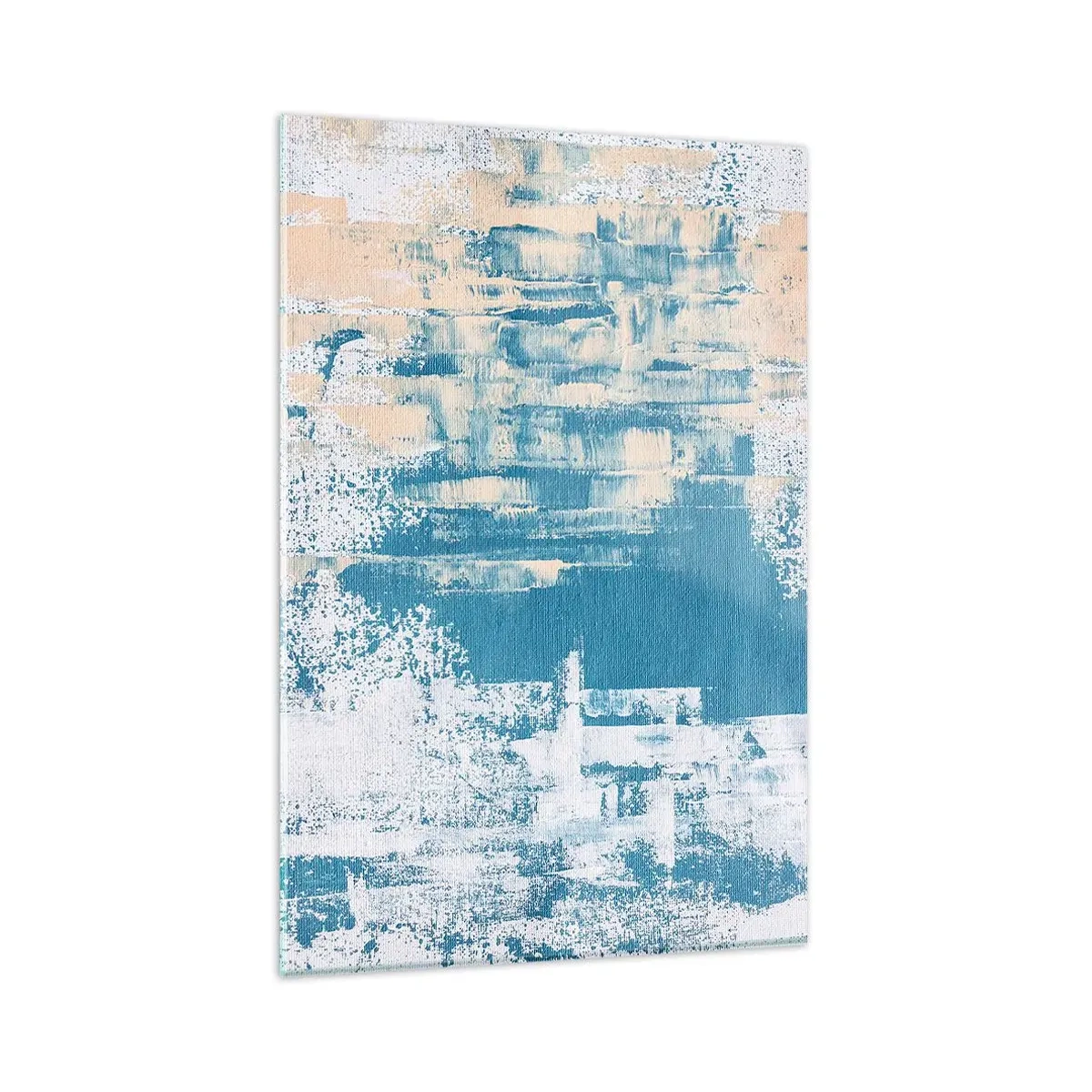 Quadro su vetro - Composizione astratta nei toni del blu e del bianco - 80x120cm - Attraverso il ghiaccio - Decorazione murale moderna per soggiorno e camera da letto ARTTOR