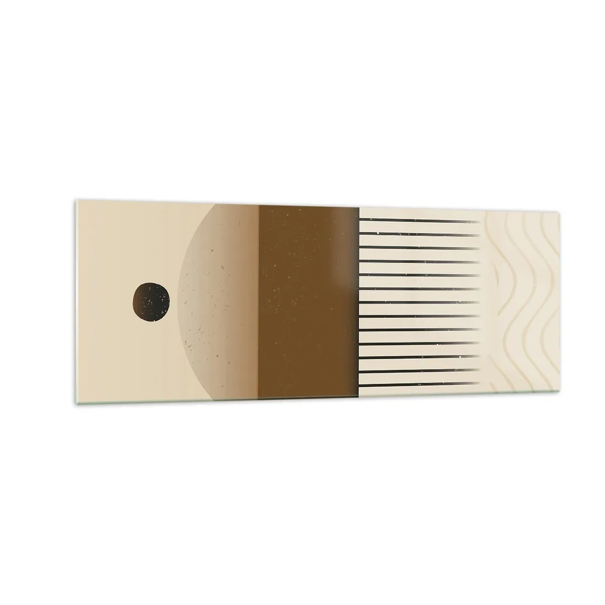 Quadro su vetro - Composizione geometrica astratta nei toni del beige e del marrone - 140x50cm - Diversi stati - Decorazione murale moderna per soggiorno e camera da letto ARTTOR