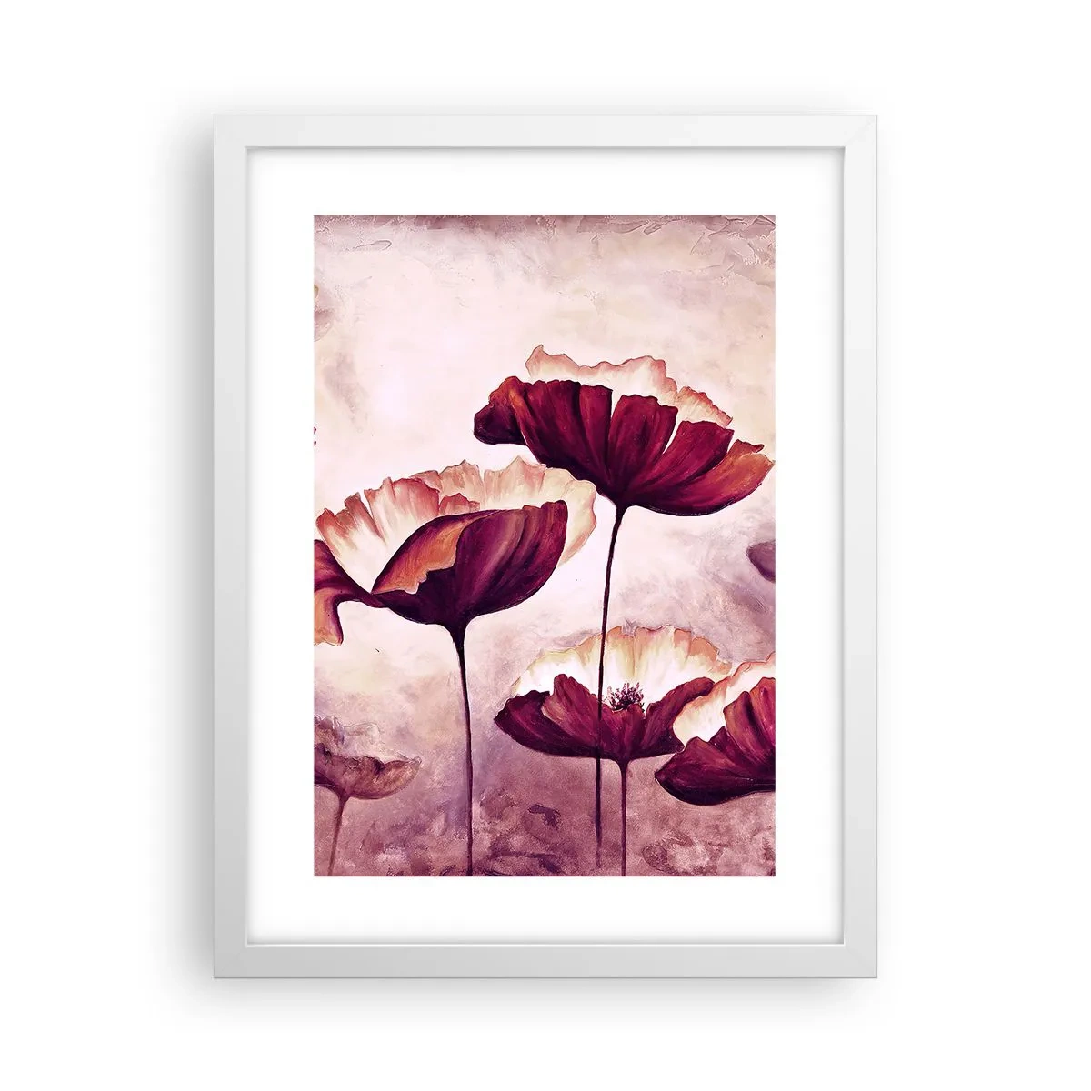 Poster in cornice bianca - Petalo rosso e bianco - 30x40 cm