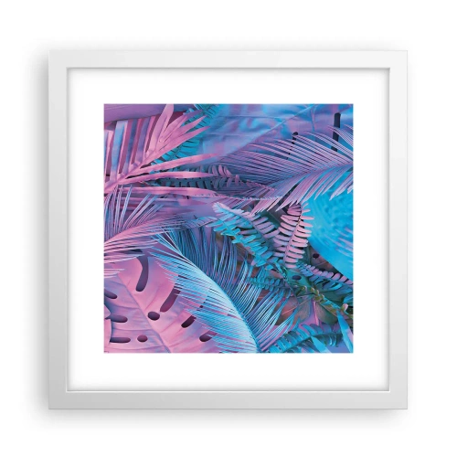 Poster in cornice bianca - Tropici in rosa e blu - 30x30 cm