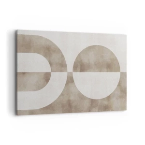 Quadro su tela - Stampe su Tela - Un dipinto astratto nei toni del beige con forme geometriche e simmetria. - 120x80cm - Analogie e differenze - Decorazione murale moderna per soggiorno e camera da letto ARTTOR