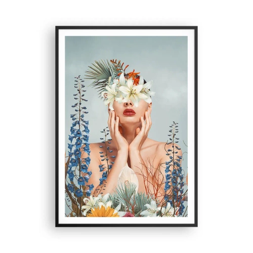 Poster in cornice nera - Donna - fiore - 70x100 cm