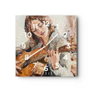 Orologio da parete - Orologio in Vetro - Concerto per chitarra e cuore di ragazza - 40x40 cm