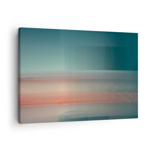 Quadro su tela - Stampe su Tela - Un tramonto in tonalità pastello su un orizzonte calmo - 70x50cm - Astrazione: onde di luce - Decorazione murale moderna per soggiorno e camera da letto ARTTOR