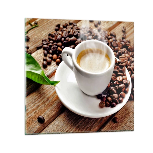 Quadro su vetro - Il caffè è pronto - 40x40 cm