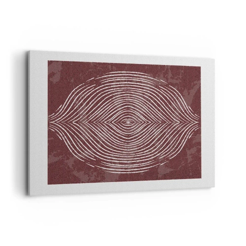 Quadro su tela - Stampe su Tela - Onde simmetriche in linee bianche su sfondo marrone - 120x80cm - Lo spazio parlante - Decorazione murale moderna per soggiorno e camera da letto ARTTOR