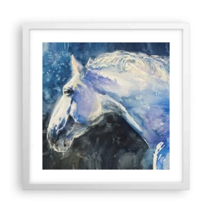 Poster in cornice bianca - Ritratto in luce blu - 40x40 cm