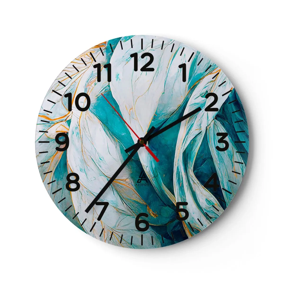 Orologio da parete - Orologio in Vetro - Astrazione blu con motivi d'oro - 30x30 cm