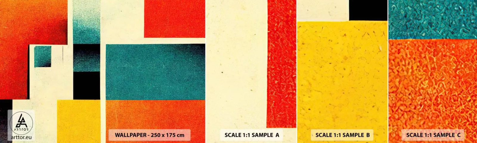 Campione Di Fotomurale Standard Eco - Astrazione geometrica: energia buona - Piazze, Invecchiato, Pezzo - 100x30 cm