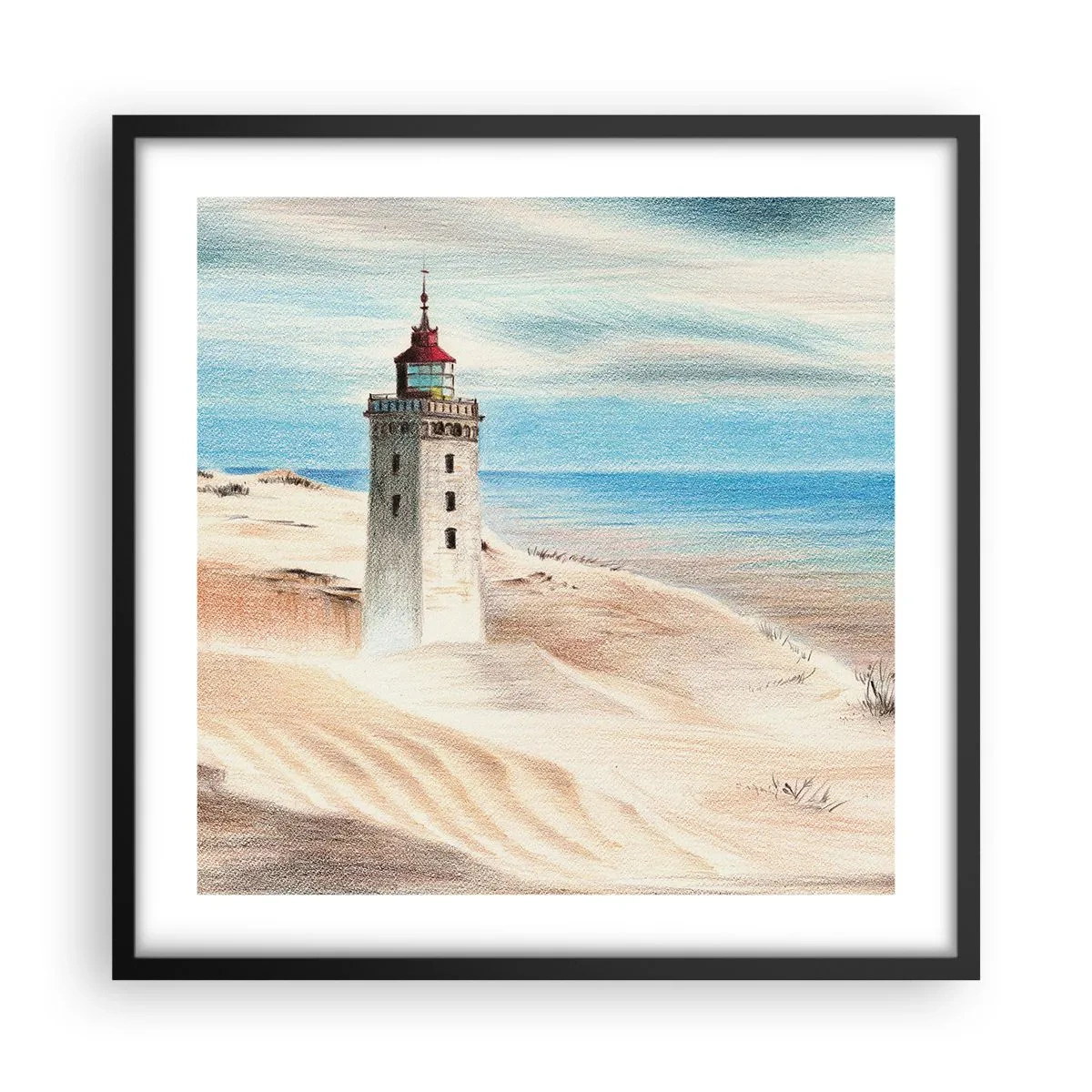 Poster in cornice nera - Sempre guardando il mare - 50x50 cm