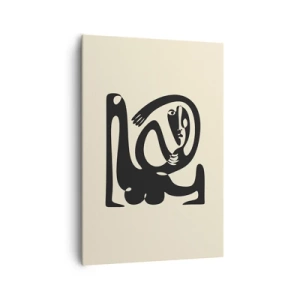 Quadro su tela - Stampe su Tela - Una figura astratta in nero su uno sfondo beige - 70x100cm - Quasi Picasso - Decorazione murale moderna per soggiorno e camera da letto ARTTOR