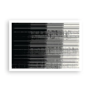 Poster - Composizione astratta di linee in bianco e nero contrastanti - 100x70cm - Onde e vibrazioni - Decorazione murale moderna per soggiorno e camera da letto ARTTOR