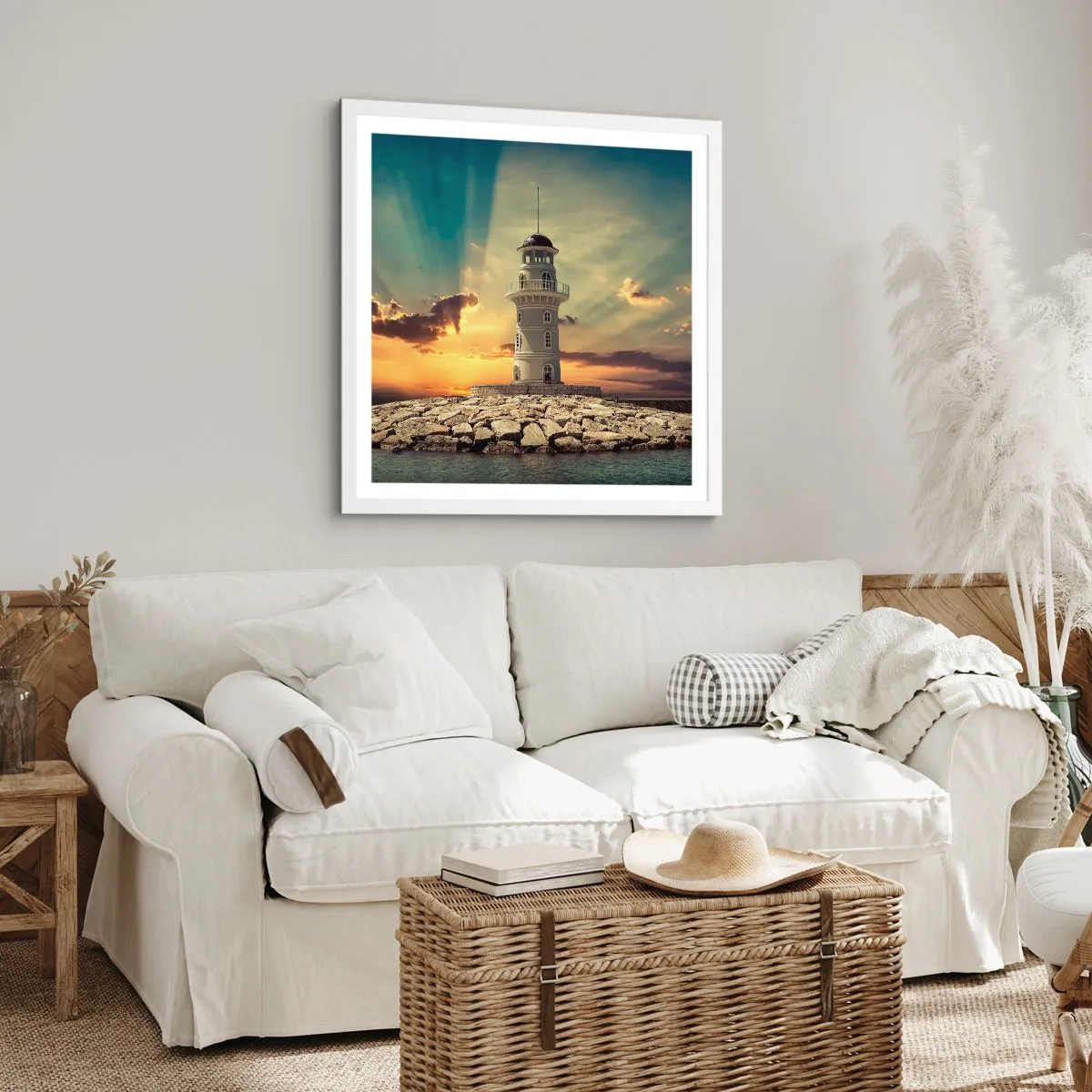 Poster in cornice bianca - Luce - Bontà - Bellezza - 40x40 cm