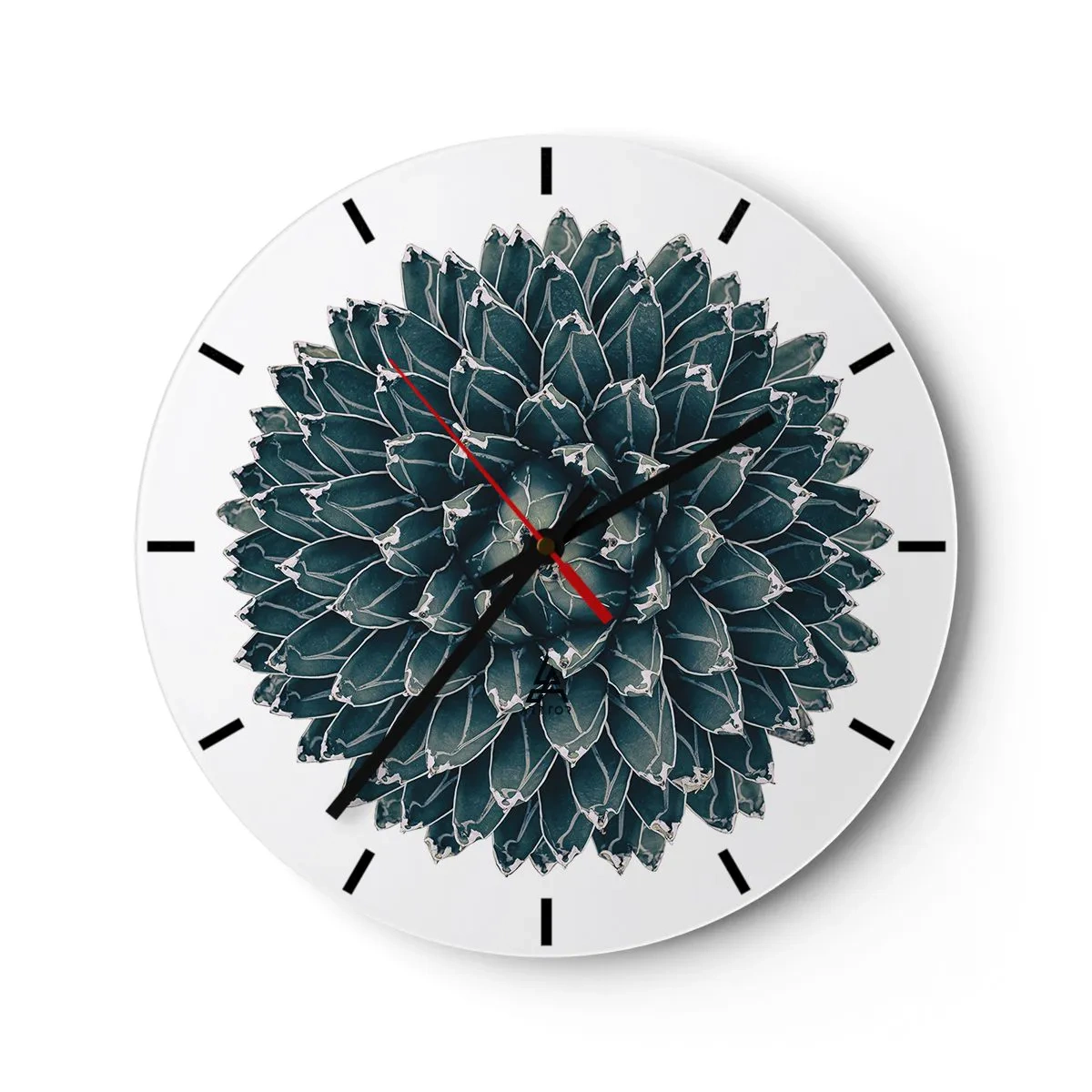 Orologio da parete - Orologio in Vetro - Rosetta succulenta simmetrica nei toni del verde - 30x30cm - La stella del deserto - Decorazione murale moderna per soggiorno, cucina e camera da letto ARTTOR
