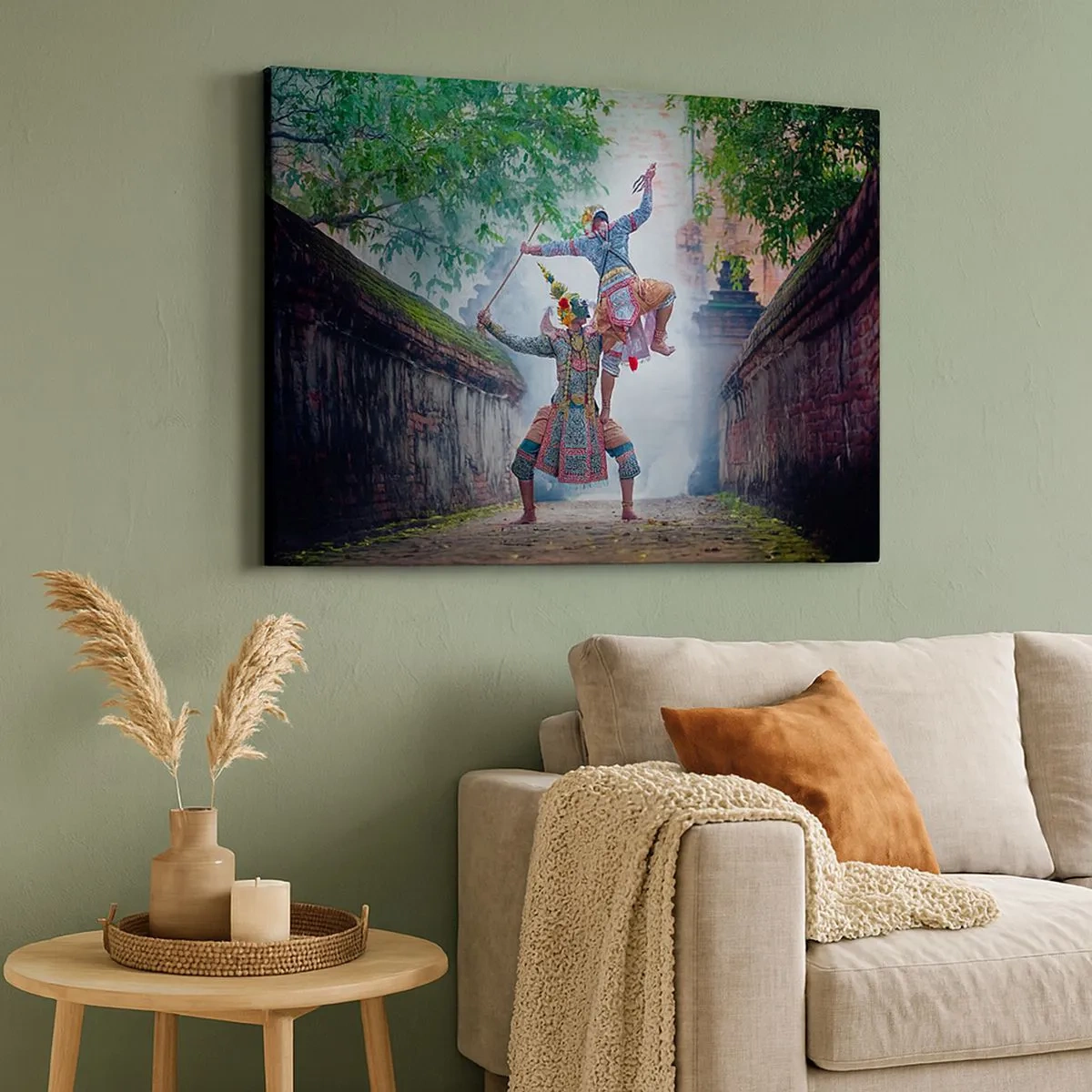 Quadro su tela - Stampe su Tela - Danza tradizionale in un ambiente storico con un muro e alberi - 70x50cm - Danza terribilmente bella - Decorazione murale moderna per soggiorno e camera da letto ARTTOR