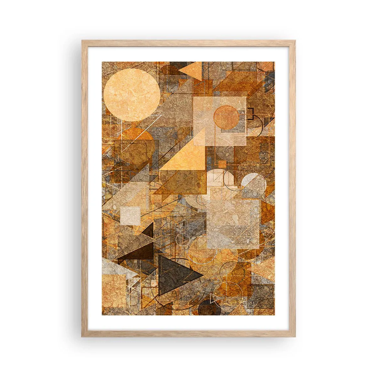 Poster in cornice rovere chiaro - Studio cubista in marrone - 50x70 cm