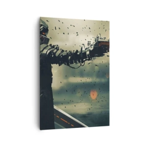 Quadro su tela - Stampe su Tela - Guerriero cibernetico con armi futuristiche - 70x100cm - L'arma assassina: il tuo Terminator - Decorazione murale moderna per soggiorno e camera da letto ARTTOR