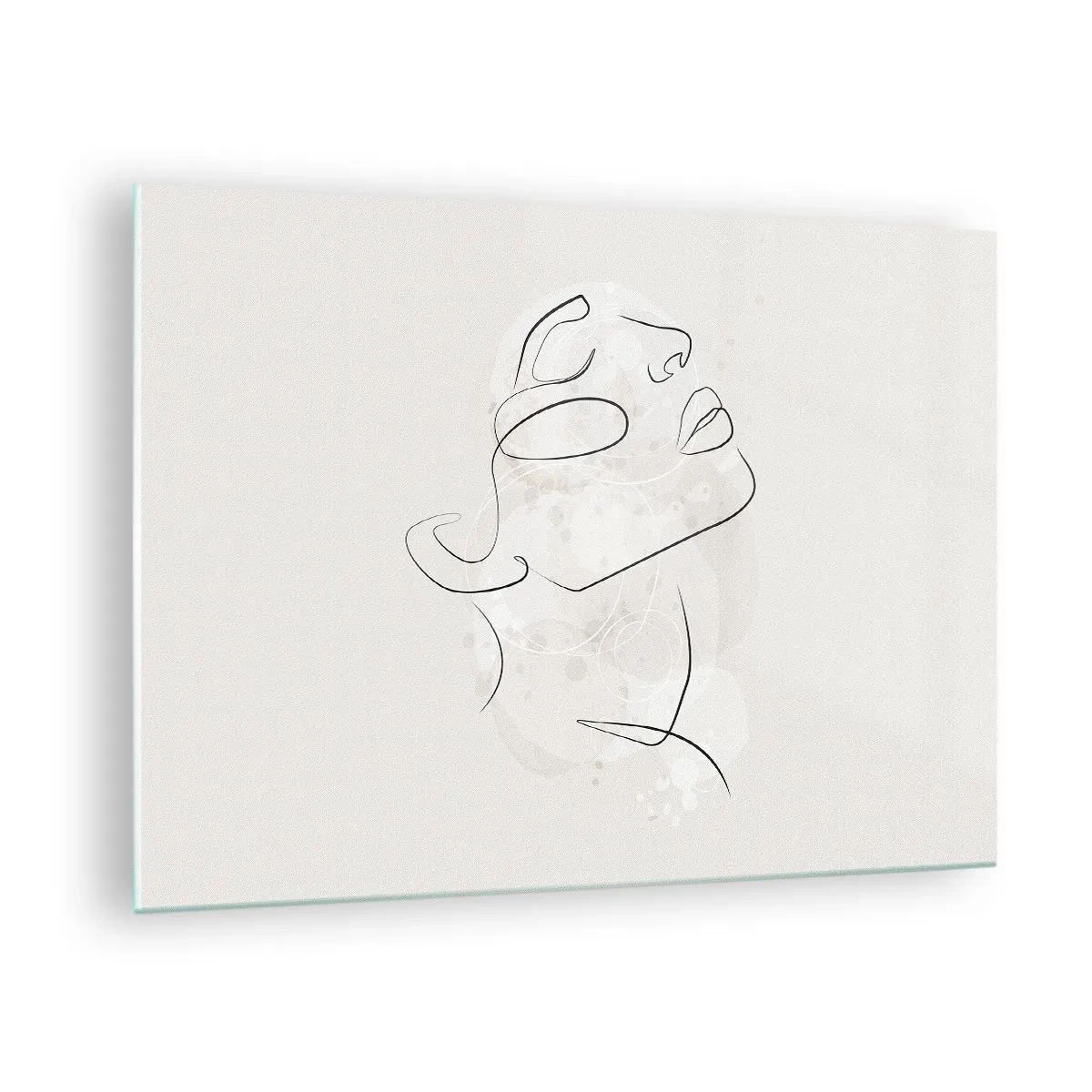 Quadro su vetro - Il volto di una donna minimalista disegnato con una sola linea. - 70x50cm - Profilo di sogno - Decorazione murale moderna per soggiorno e camera da letto ARTTOR
