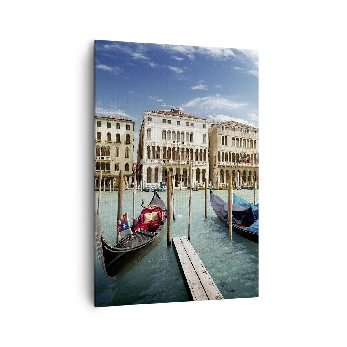 Quadro su tela - Stampe su Tela - Venezia con gondole e palazzi contro il cielo - 70x100cm - Palazzi nel blu - Decorazione murale moderna per soggiorno e camera da letto ARTTOR
