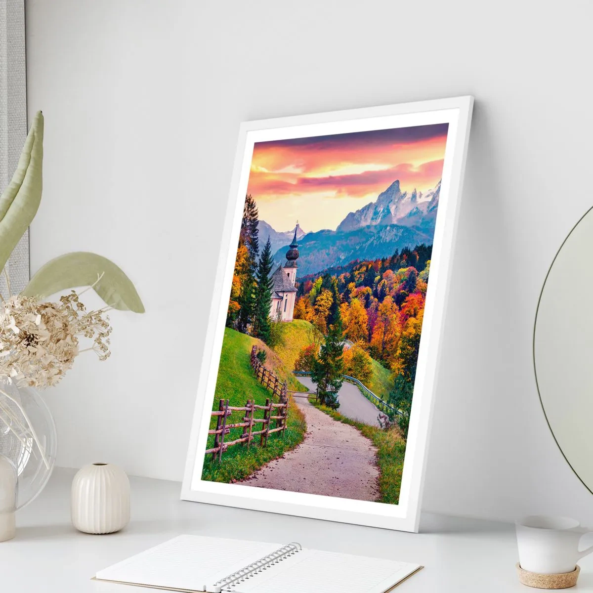 Poster in cornice bianca - Un paesaggio come dipinto - 30x40 cm