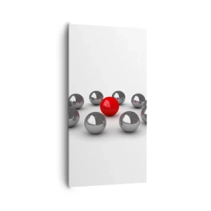 Quadro su tela - Stampe su Tela - Cerchio in argento e rosso - 65x120 cm