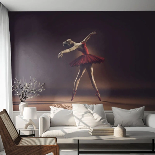 Fotomurali Standard Eco - Ballerina in abito rosso - 100x70cm - Prima ballerina - Decorazione murale moderna per soggiorno e camera da letto ARTTOR