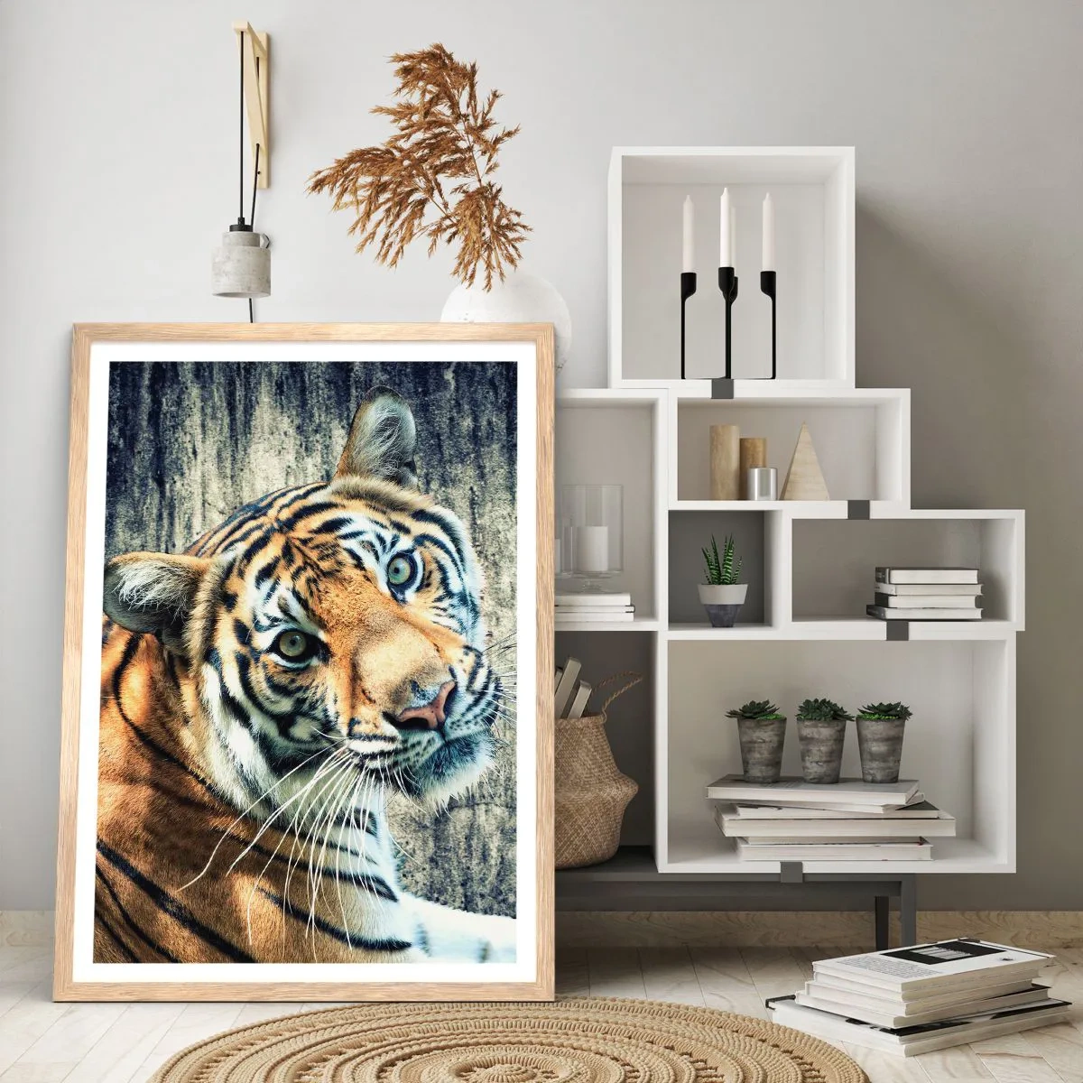 Poster in cornice rovere chiaro - Ritratto nei flussi di luce - 30x40 cm