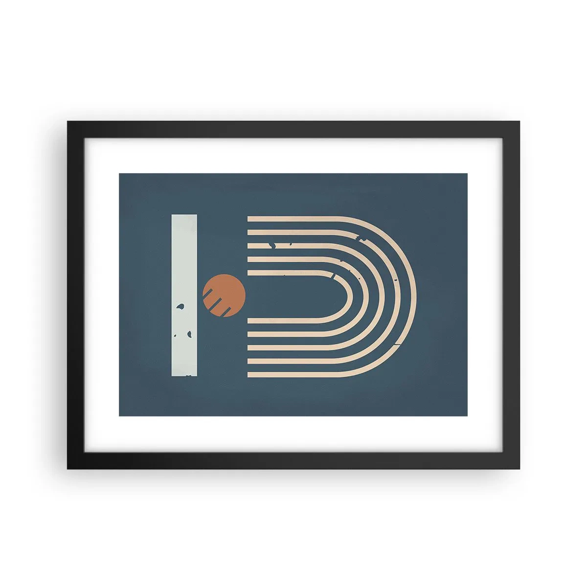 Poster in cornice nera - Geometria in blu - 40x30 cm