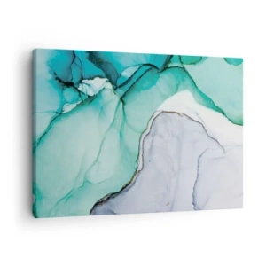 Quadro su tela - Stampe su Tela - Motivo astratto nei toni del turchese e del bianco - 70x50cm - Studio in turchese - Decorazione murale moderna per soggiorno e camera da letto ARTTOR