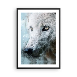 Poster in cornice nera - Ritratto di lupo con dettagli artistici ad acquerello - 50x70cm - Scopri l'anima del lupo - Decorazione murale moderna per soggiorno e camera da letto ARTTOR