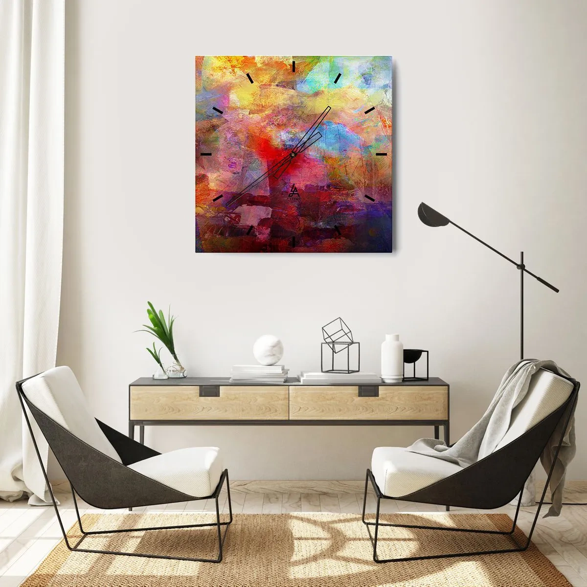 Orologio da parete - Orologio in Vetro - Guardando dentro all'arcobaleno - 40x40 cm
