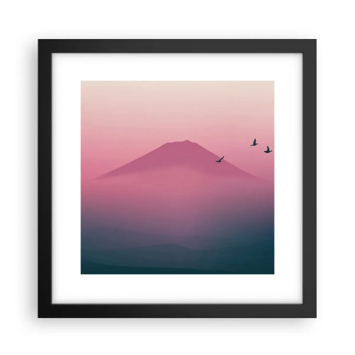 Poster in cornice nera - Viandanti sopra le nuvole - 30x30 cm