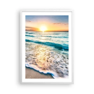 Poster in cornice bianca - Tramonto sul mare - 50x70 cm