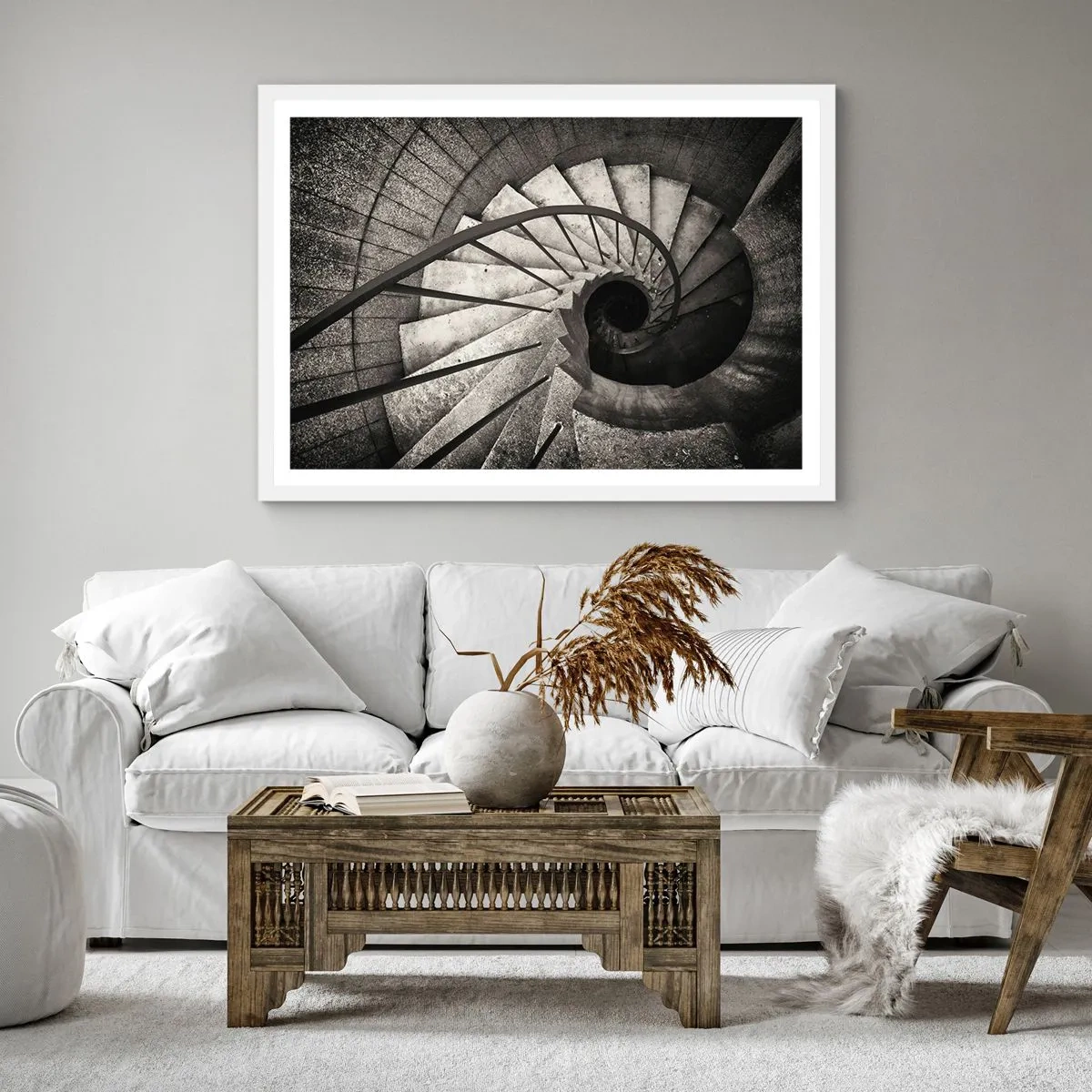 Poster in cornice bianca - Salire e scendere - 30x30 cm