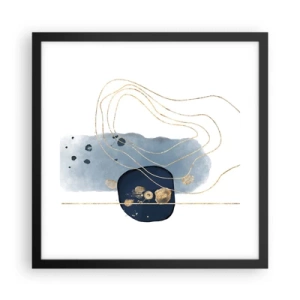 Poster in cornice nera - Fantasia blu e oro - 40x40 cm