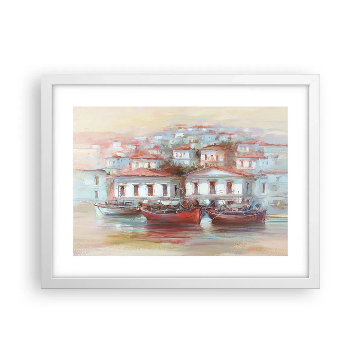 Poster in cornice bianca - Cittadina felice - 40x30 cm