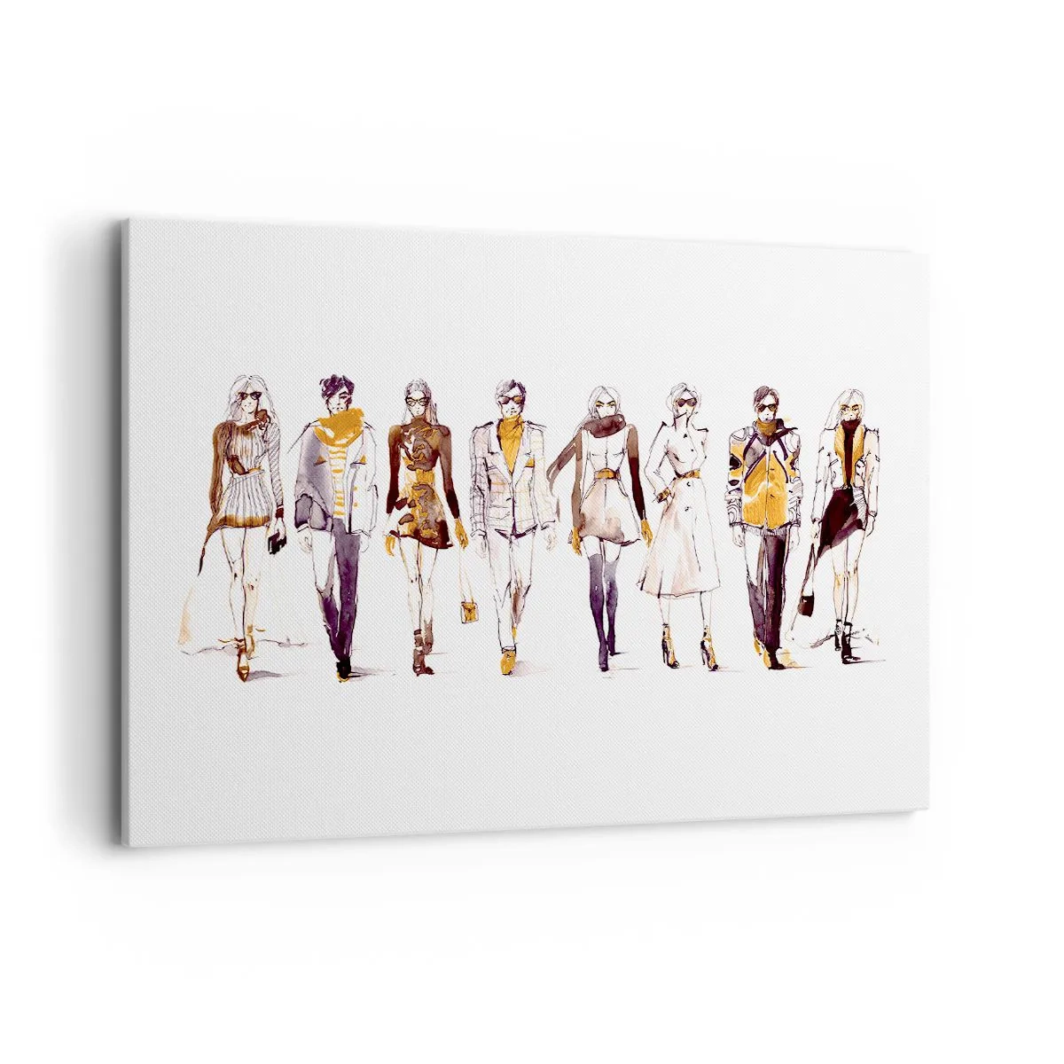 Quadro su tela - Stampe su Tela - Schizzo di un gruppo di persone in abiti alla moda - 120x80cm - Chic naturale, eleganza casual - Decorazione murale moderna per soggiorno e camera da letto ARTTOR