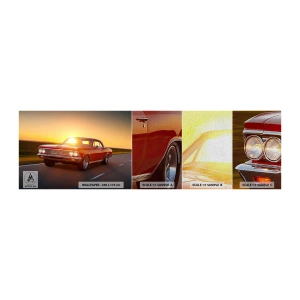 Campione di Fotomurale Premium Sand - Il desiderio è di colore rosso - Auto, Viaggio, Vintage ▾ - 100x30 cm